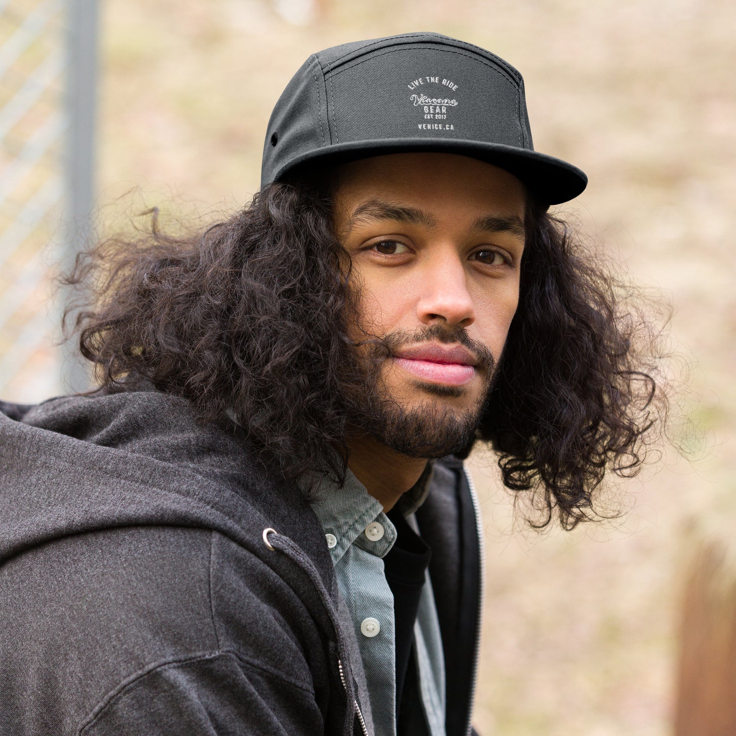 Viscous Gear Live The Ride Typography Logo No.1 White Embroidery Unisex 5 Panel Camper