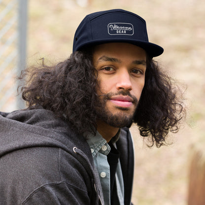 Viscous Gear Minimalist Badge Typography Logo Unisex White Embroidery 5 Panel Camper