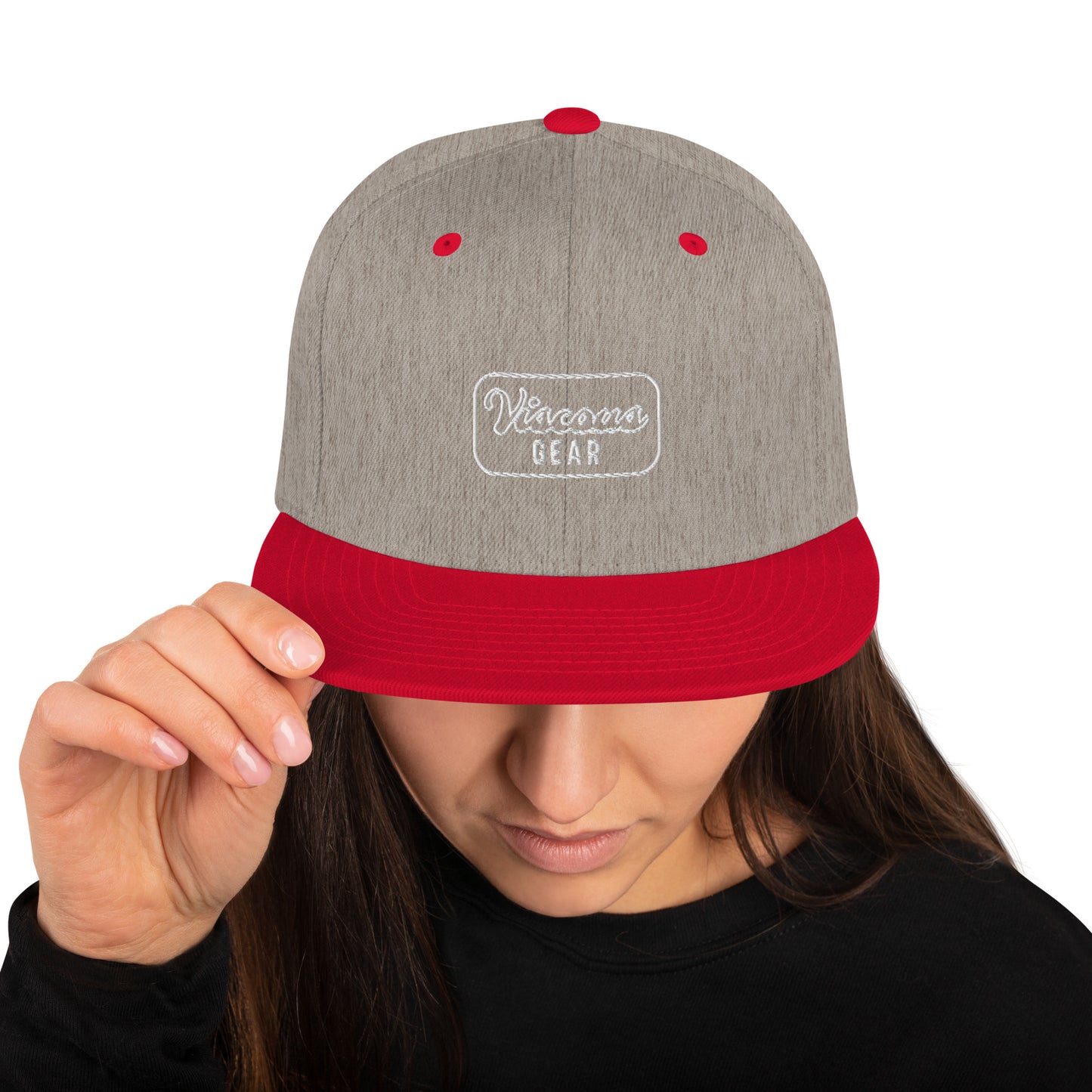 Viscous Gear Minimalist Badge Typography Logo Unisex White Embroidery Snapback Hat