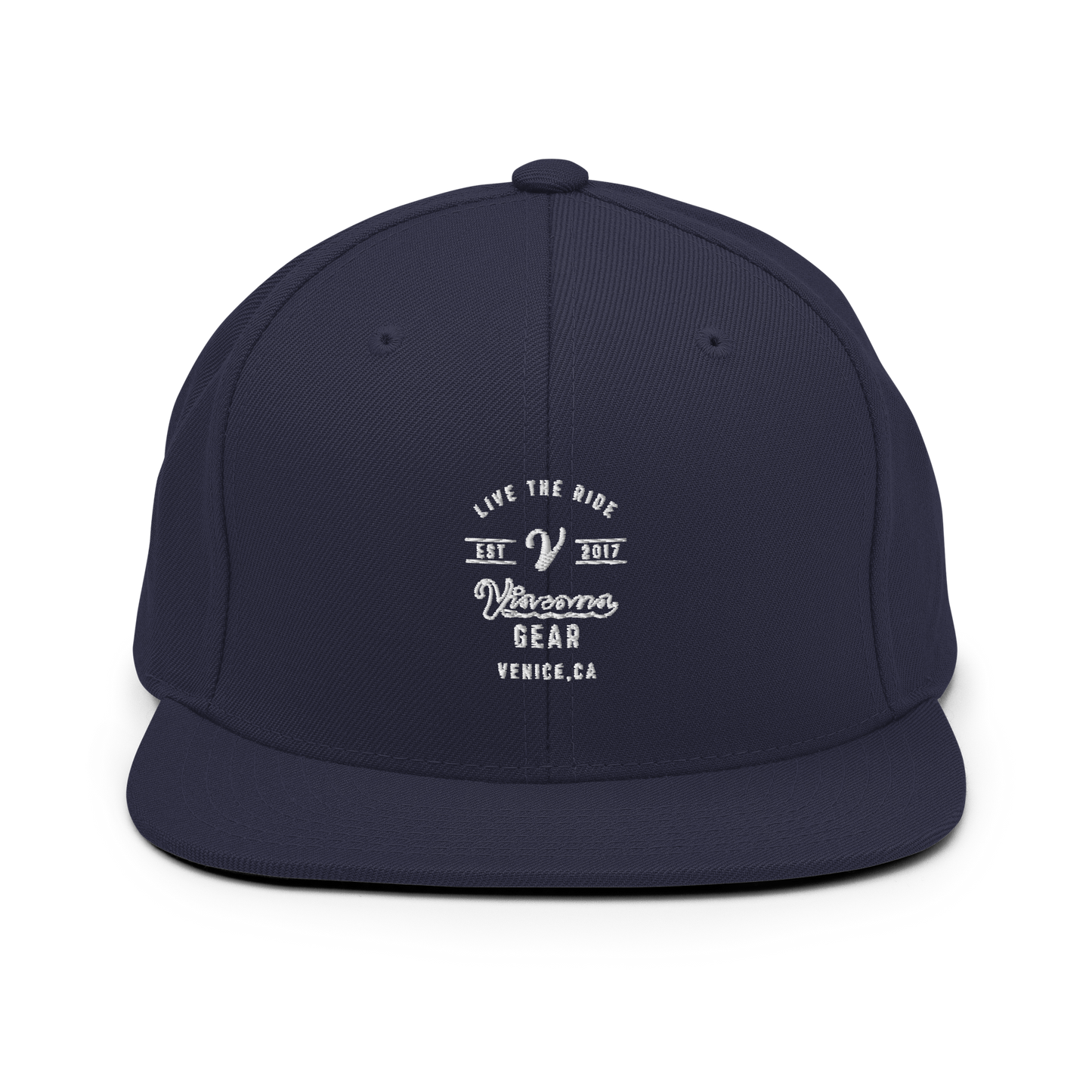 Viscous Gear Live The Ride Typography Logo No.2 White Embroidery Unisex Snapback Hat