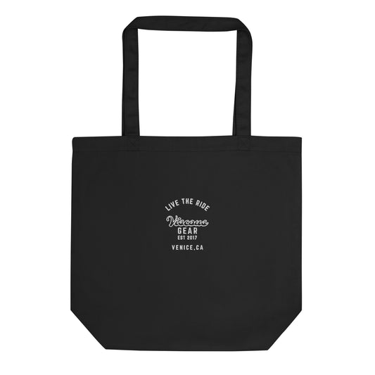 Viscous Gear Live The Ride Typography Logo No.1 White Embroidery Eco Tote Bag