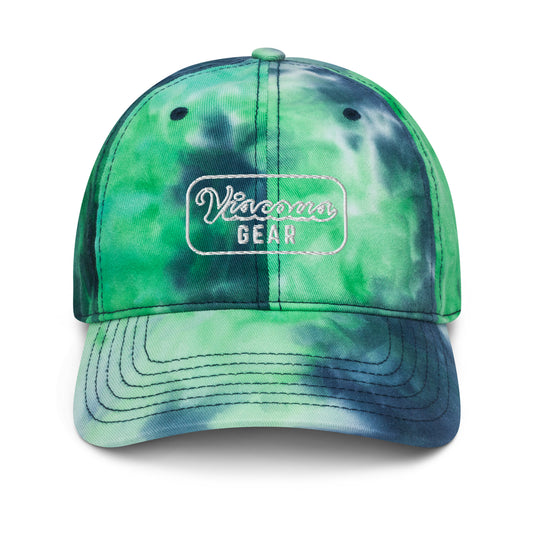 Viscous Gear Minimalist Badge Typography Logo Unisex White Embroidery Tie dye hat