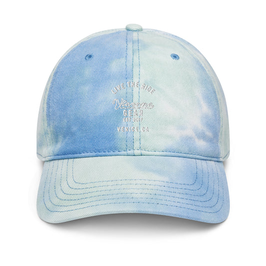 Viscous Gear Live The Ride Typography Logo No.1 White Embroidery Unisex Tie dye hat