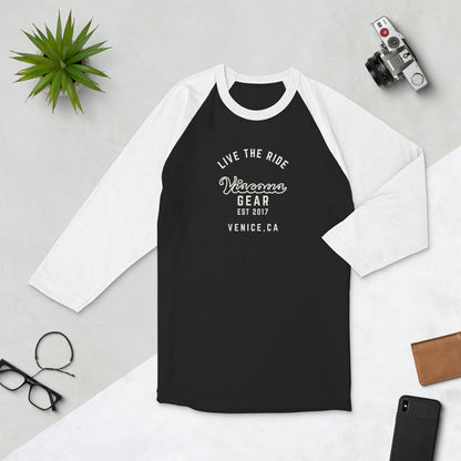 Viscous Gear Live The Ride Light Typography Logo No.2 3/4 sleeve raglan shirt