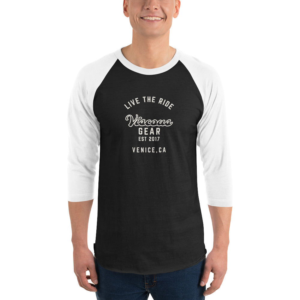 Viscous Gear Live The Ride Light Typography Logo No.2 3/4 sleeve raglan shirt