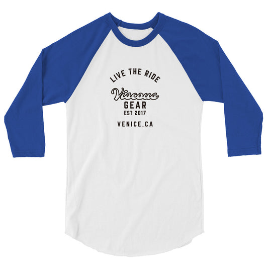 Viscous Gear Live The Ride Dark Typography Logo No.1 3/4 sleeve raglan shirt