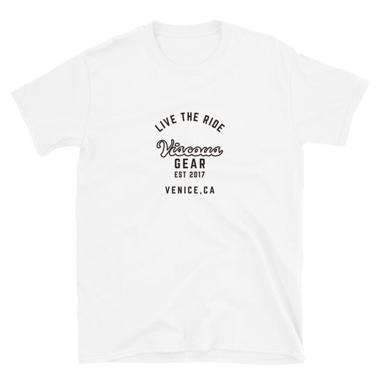 Viscous Gear Live The Ride Dark Typography Logo No.1 Short-Sleeve Unisex T-Shirt