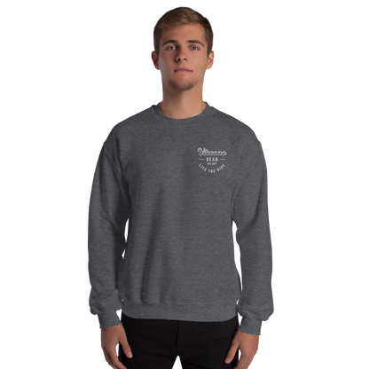 Viscous Gear Live The Ride Typography Logo No.3 White Embroidery Unisex Sweatshirt