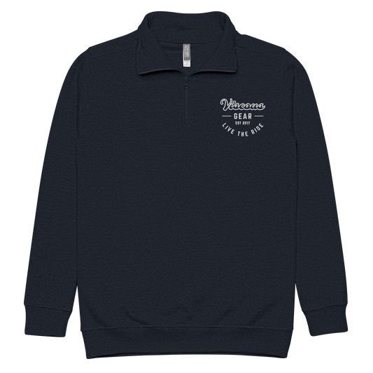 Viscous Gear Live The Ride Typography Logo No.3 White Embroidery Unisex fleece pullover